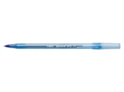 BIC Round Stic Ballpoint Pens, Medium Point, 1.0 mm, Translucent Barrel, Red Ink, Pack Of 12