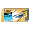 BIC Round Stic Grip Xtra Comfort Ballpoint Pens, Medium Point, 1.2 mm, Gray Barrel, Blue Ink, Pack Of 12 Pens