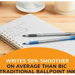 BIC® Round Stic® Grip Xtra-Comfort Ballpoint Pens, Medium Point, 1.2 mm, Assorted Barrels, Assorted Ink Colors, Box Of 36