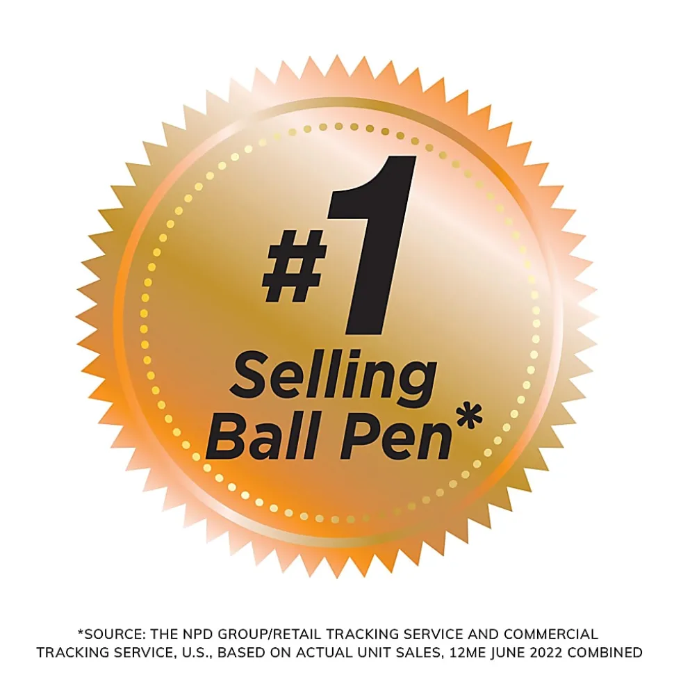 BIC Round Stic Xtra Life Ballpoint Pens, Medium Point, 1.0 mm, Translucent Red Barrels, Red Ink, Pack Of 10 Pens