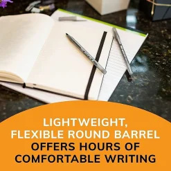 BIC Round Stic Xtra Life Ballpoint Pens, Medium Point, 1.0 mm, Translucent Black Barrels, Black Ink, Pack Of 10 Pens