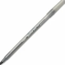 BIC Round Stic Xtra Life Ballpoint Pens, Medium Point, 1.0 mm, Translucent Black Barrels, Black Ink, Pack Of 10 Pens