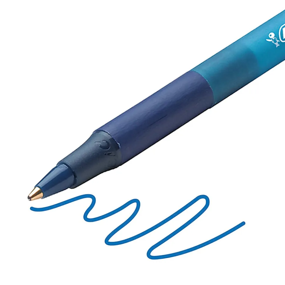 BIC Soft Feel Retractable Ball Point Pen, Medium Point, 1.0mm, Business Assorted, Assorted Barrels, Pack Of 18