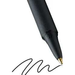 BIC Soft Feel Retractable Ballpoint Pens, Medium Point, 1.0 mm, Black Barrel, Black Ink, Pack Of 12 Pens