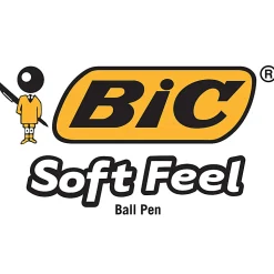BIC® Soft Feel® Retractable Ballpoint Pens, Medium Point, 1.0 mm, Red Barrel, Red Ink, Box Of 12 Pens