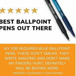 BIC Soft Feel Retractable Ballpoint Pens, Medium Point, 1.0 mm, Blue Barrel, Blue Ink, Pack Of 12