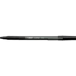 BIC® Soft Feel® Stick Pens, Medium Point, 1.0 mm, Black Barrel, Black Ink, Pack Of 12