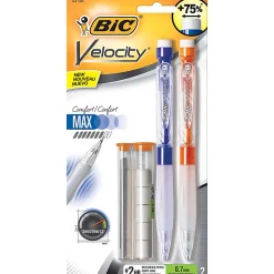 BIC® Velocity Max Mechanical Pencils, Medium Point, 0.7 mm, #2 HB Lead, Assorted Barrel Colors, Pack Of 2