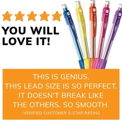BIC® Velocity® Original Mechanical Pencils, 0.7 mm, Assorted Barrel Colors, Pack Of 5