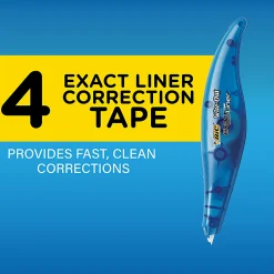 BIC Wite-Out Brand Exact Liner Correction Tape, 19.6 Feet, White, Fast, Clean and Easy to Use Tear-Resistant Tape,  4-Count
