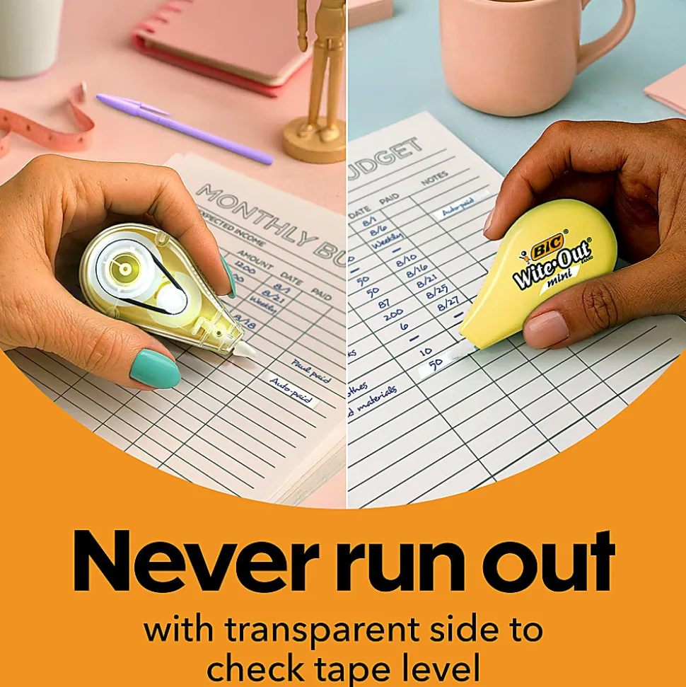 BIC Wite-Out Brand Mini Correction Tape, 19.6', Pack Of 6
