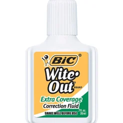 BIC Wite-Out Extra Coverage Correction Fluid, 20 mL Bottles, White, Pack Of 2