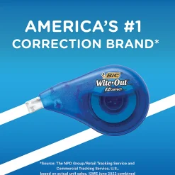 BIC Wite-Out EZ Correct Correction Tape, No Dry Time, Tear Resistant Tape, White, 1-Count