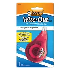 BIC Wite-Out EZ Correct Correction Tape, No Dry Time, Tear Resistant Tape, White, 1-Count