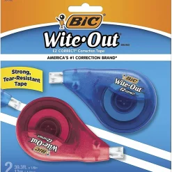 BIC Wite-Out EZ Correct Correction Tape, White, No Dry Time, Tear Resistant Tape, 2-Count