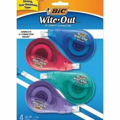 BIC Wite-Out EZ Correct Correction Tape, White, No Dry Time, Tear Resistant Tape, 4-Count