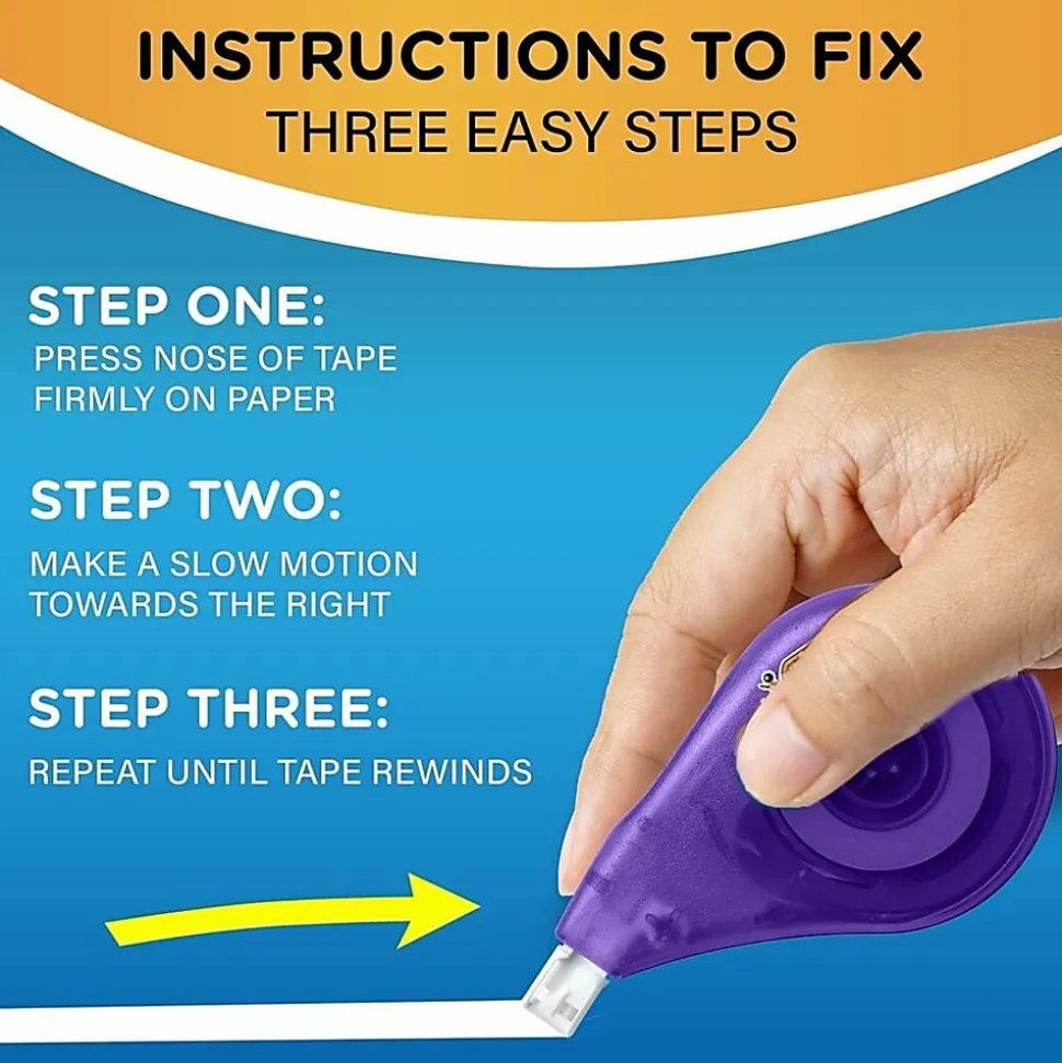 BIC Wite-Out EZ Correct Correction Tape, White, No Dry Time, Tear Resistant Tape, 4-Count