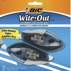 BIC Wite-Out EZ CORRECT Grip Correction Tape - 33.50 ft Tape Length - 1 Line(s) - White Tape - Rubber Grip - White - 2 / Pack
