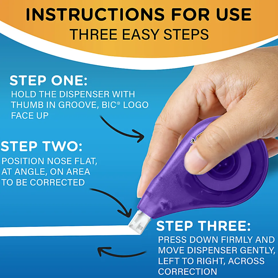 BIC Wite-Out EZ Correction Tape, 478-13/16", White, Pack Of 18 Dispensers