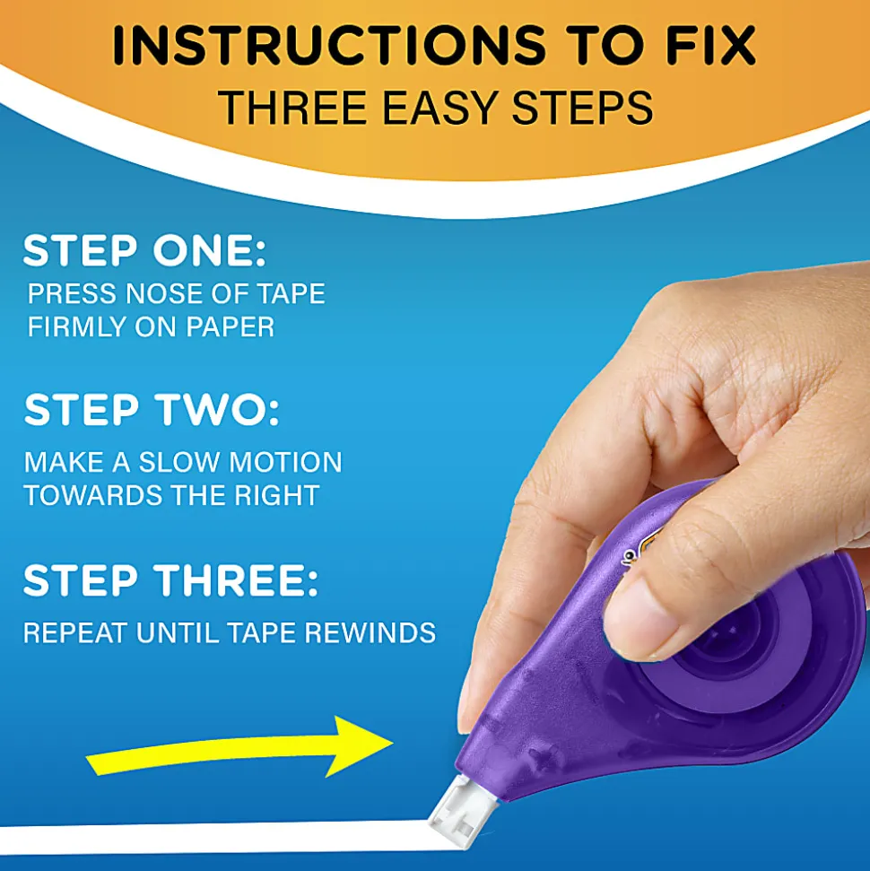 BIC Wite-Out EZ Correction Tape, 478-13/16", White, Pack Of 18 Dispensers