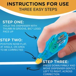 BIC Wite-Out Mini Correction Tape, White, No Dry Time, Long Lasting, 12-Count