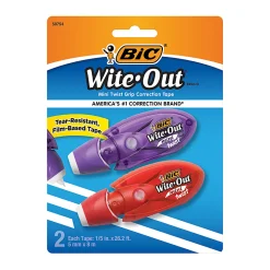 BIC Wite-Out Mini Twist Correction Tape, No Dry Time, Tear Resistant Tape, White, 2-Count