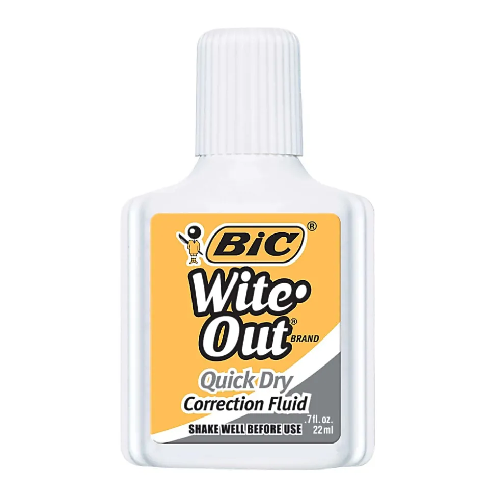 BIC® Wite-Out® Quick Dry Correction Fluid With Foam Applicator, White, Pack Of 3