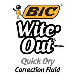 BIC Wite-Out Quick Dry Correction Fluid With Foam Applicator, White, Pack Of 12