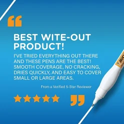 BIC Wite-Out Shake 'N Squeeze Correction Pen, 8 ml, White, Pack Of 2