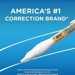 BIC Wite-Out Shake 'N Squeeze Correction Pen, 8 ml, White, Pack Of 2