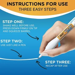 BIC Wite-Out Shake 'N Squeeze Correction Pen - Pen Applicator - 8 mL - White - Fast-drying - 12 / Box