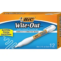 BIC Wite-Out Shake 'N Squeeze Correction Pen - Pen Applicator - 8 mL - White - Fast-drying - 12 / Box