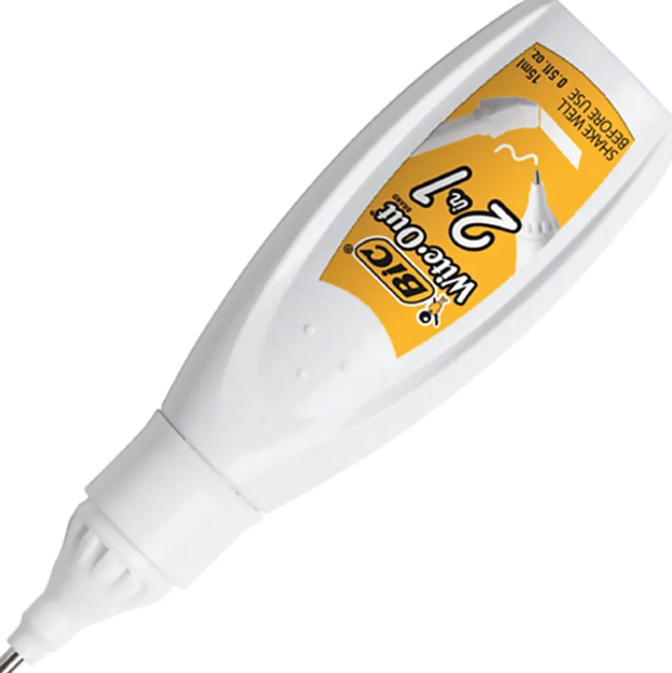 BIC Wite-Out Wite Out 2-in1 Correction Fluid - Tip, Brush Applicator - 0.51 fl oz - White - Quick Drying - 1 Each