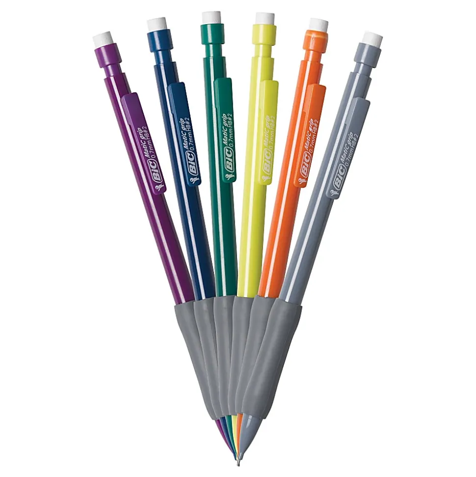 BIC Xtra Comfort Mechanical Pencils, 0.7 mm, Assorted Barrel Colors, Pack Of 6