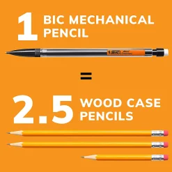 BIC Xtra-Life Mechanical Pencils, Medium Point, 0.7 mm, Clear Barrel, Pack Of 10