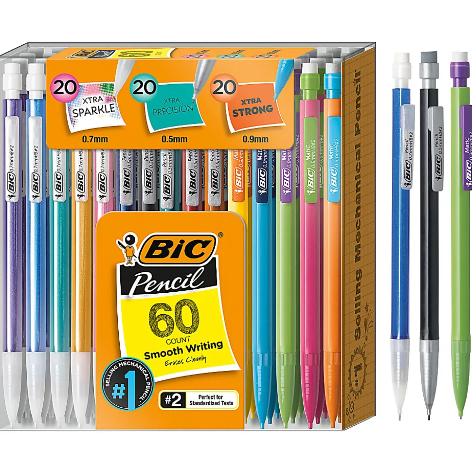 BIC® Xtra Life Mechanical Pencils Variety Pack, Assorted Barrel Colors, Pack Of 60 Pencils