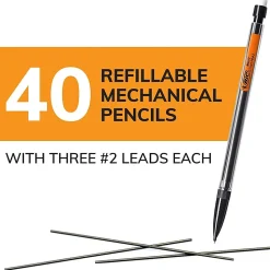 BIC Xtra Life Mechanical Pencils, 0.7 mm, #2 Lead, Clear Barrel, Pack Of 40 Pencils