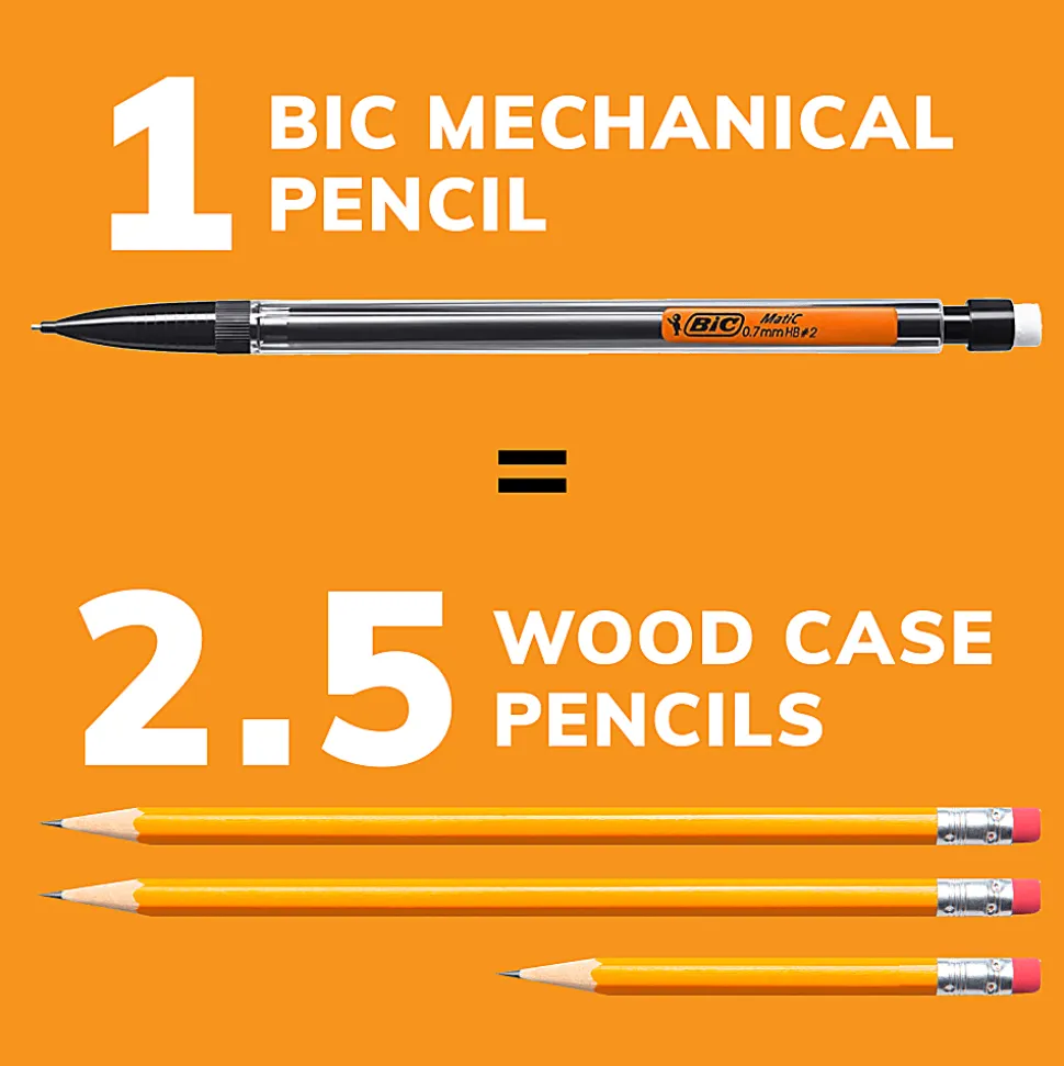 BIC Xtra Life Mechanical Pencils, 0.7 mm, #2 Lead, Clear Barrel, Pack Of 40 Pencils