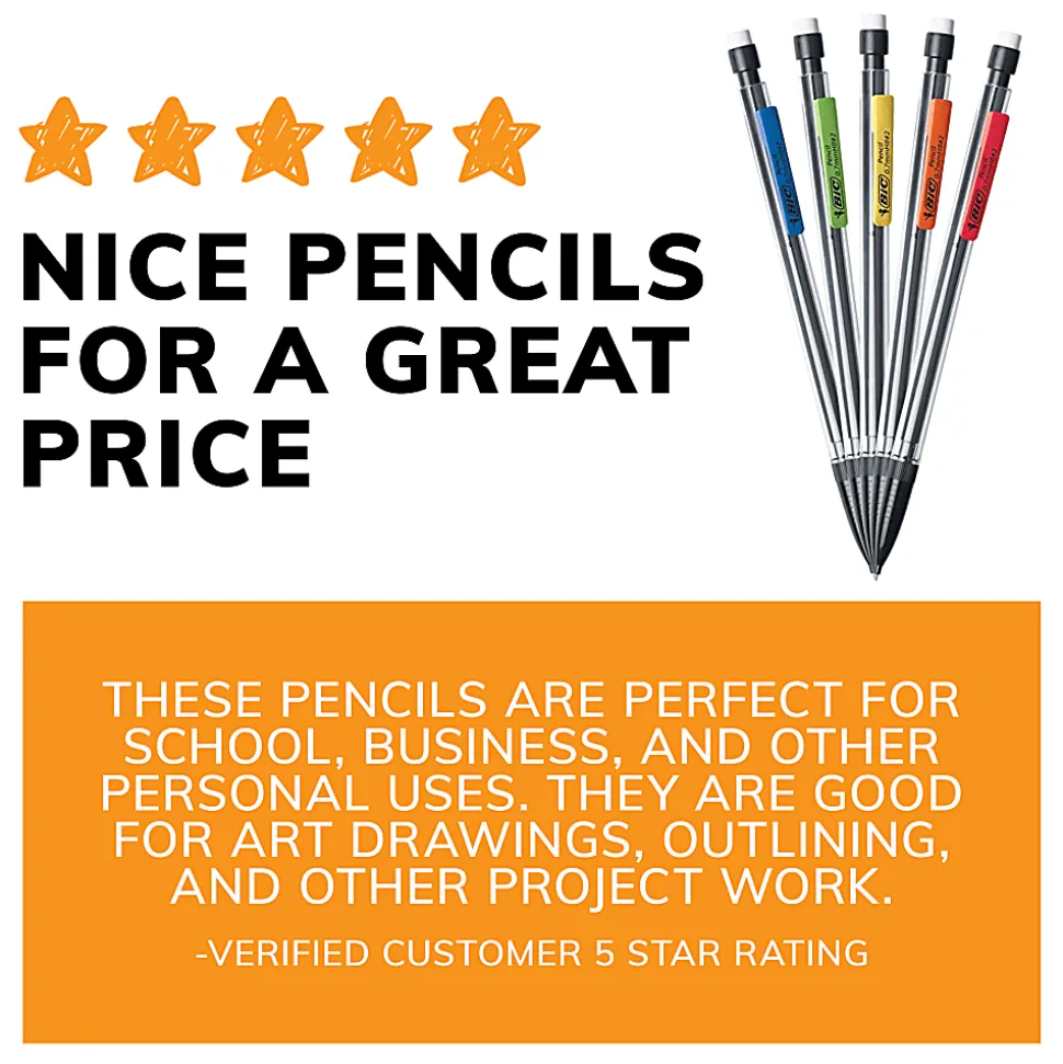 BIC Xtra Life Mechanical Pencils, 0.7 mm, #2 Lead, Clear Barrel, Pack Of 40 Pencils