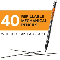 BIC Xtra Life Mechanical Pencils, 0.7 mm, #2 Lead, Clear Barrel, Pack Of 40 Pencils