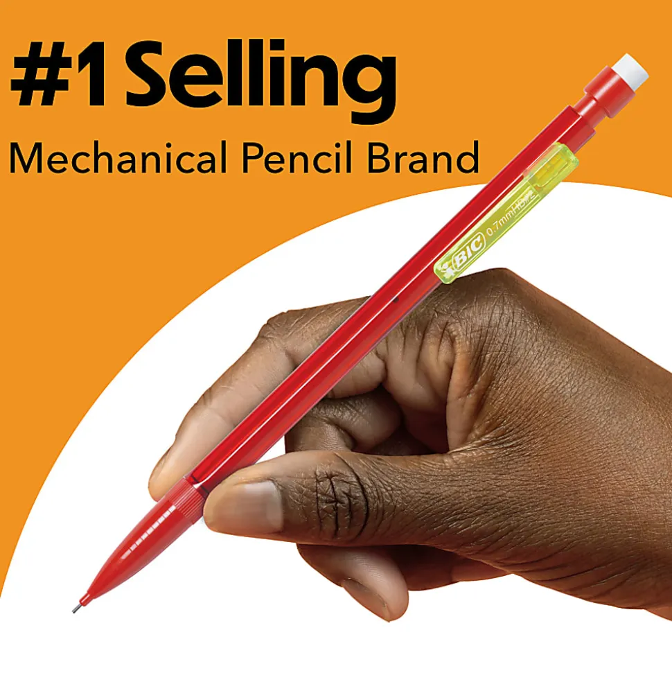 BIC Xtra Smooth Mechanical Pencils, Bright Edition, No. 2, Medium Point, 0.7 mm, Assorted Bright Barrels, Pack Of 40 Pencils