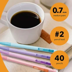 BIC® Xtra-Smooth Mechanical Pencils, Medium Point, 0.7 mm, #2 Lead, Assorted Pastel Barrel Colors, Pack Of 40 Pencils