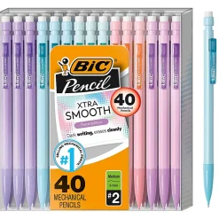 BIC® Xtra-Smooth Mechanical Pencils, Medium Point, 0.7 mm, #2 Lead, Assorted Pastel Barrel Colors, Pack Of 40 Pencils