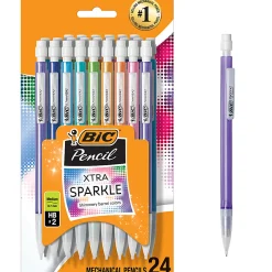 BIC Xtra Sparkle Mechanical Pencils, 0.7mm, #2 Lead, Assorted Barrel Color, Pack Of 24