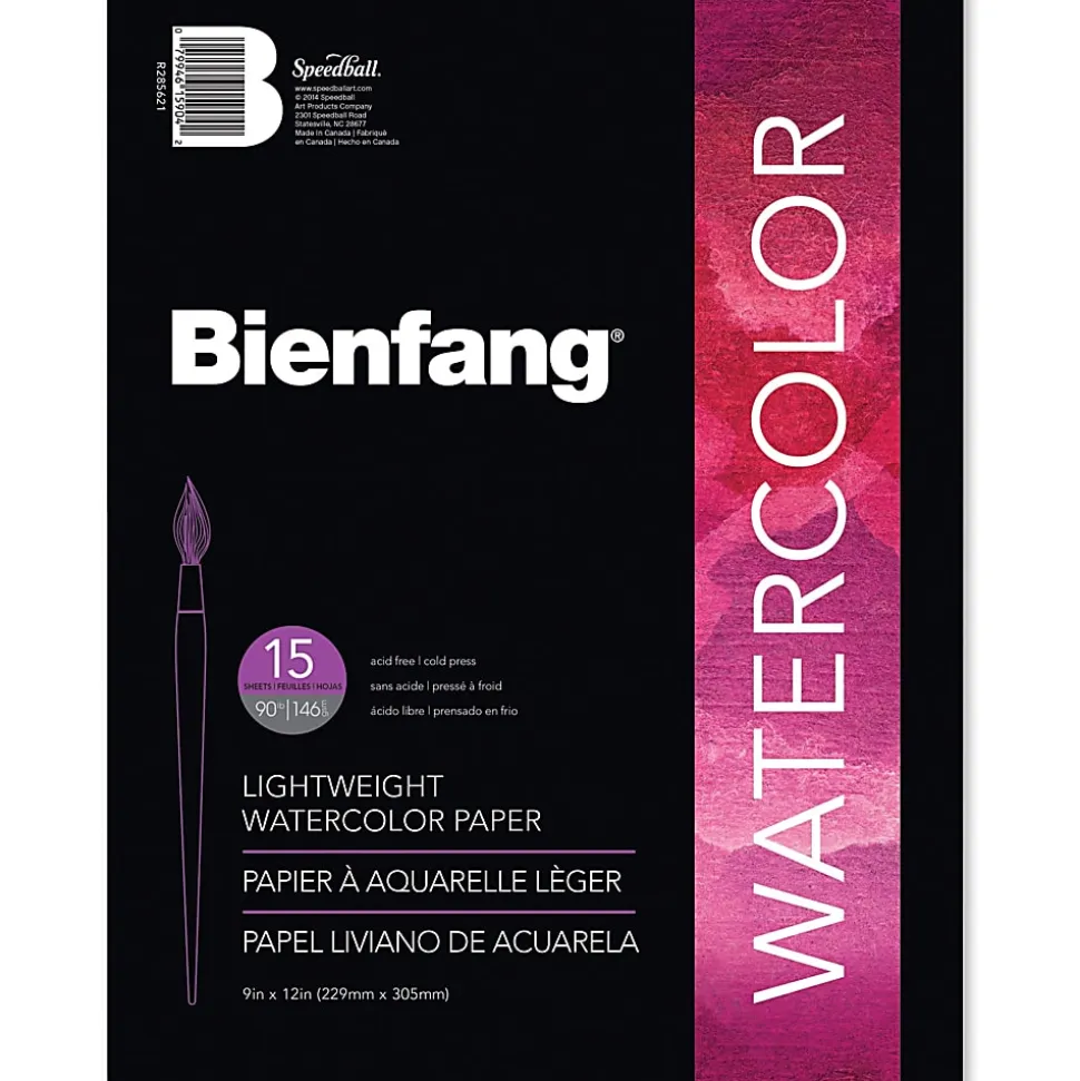 Bienfang Watercolor Pad, 9" x 12", White, Pad Of 15 Sheets