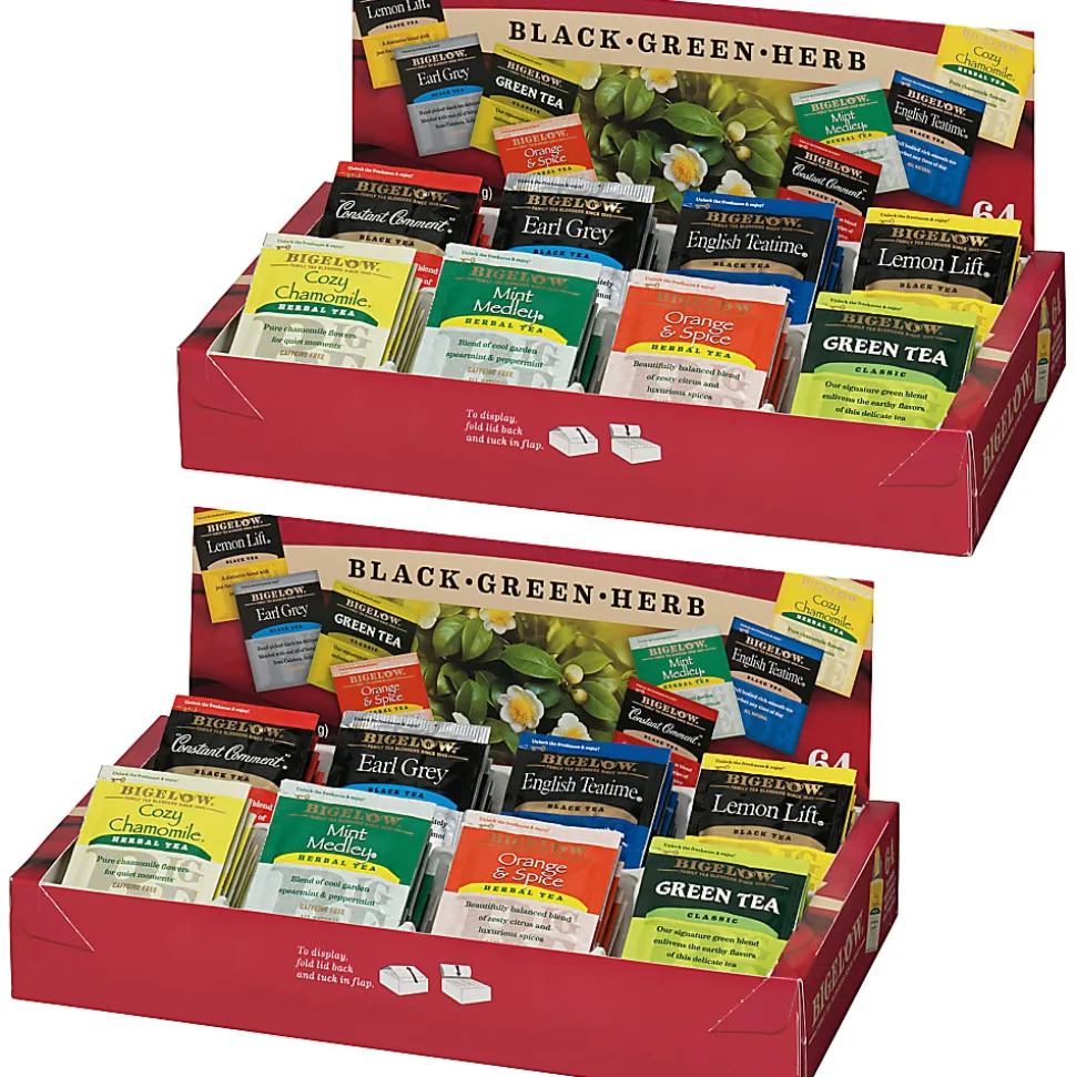 Bigelow® Assorted Flavor Herbal Tea, Black Tea, Green Tea Bag - 128 / Bundle