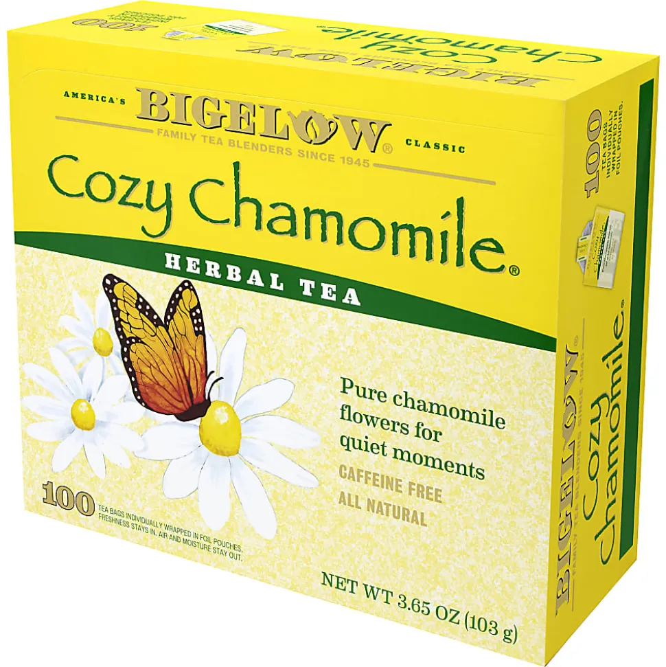 Bigelow Cozy Chamomile Tea Bags, 1.5 Oz, Box Of 100 Tea Bags