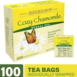 Bigelow Cozy Chamomile Tea Bags, 1.5 Oz, Box Of 100 Tea Bags
