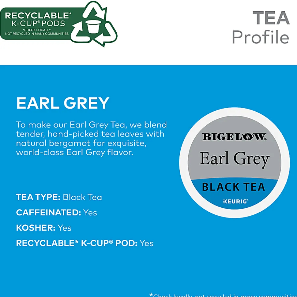 Bigelow Earl Grey Tea Keurig Single Serve K-Cup Pods, 24 Pods Per Pack, Case Of 4 Packs
