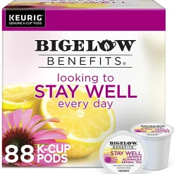 Bigelow Stay Well Herbal Tea Keurig Single Serve K-Cup Pods, 22 Pods Per Pack, Case Of 4 Packs